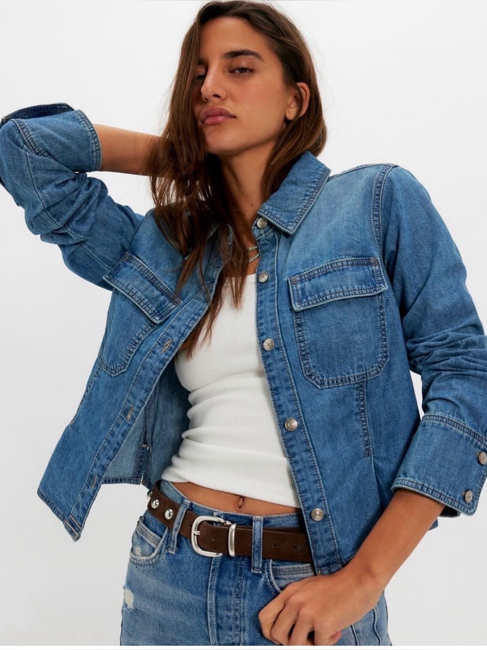 We the free Winnie denim bottom down jacket